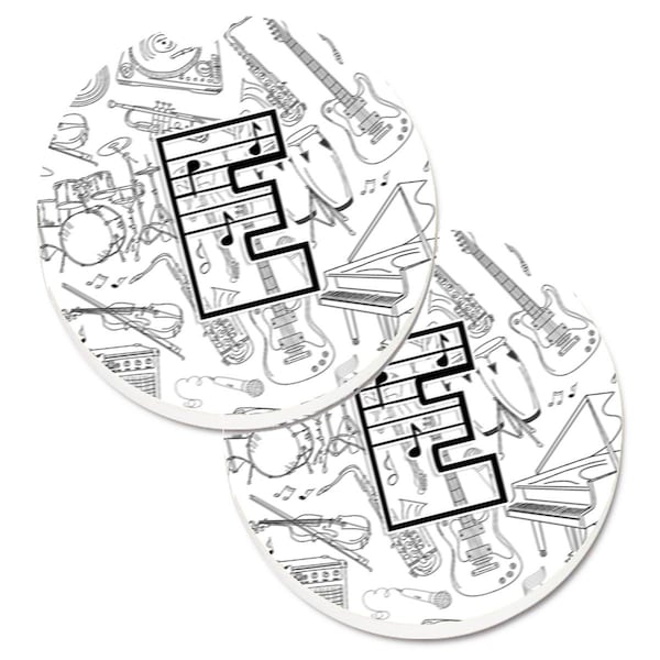 Carolines Treasures Letter E Musical Note Letters Set of 2 Cup Holder Car Coaster CJ2007-ECARC - main